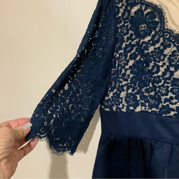 Eliza J Navy Fit & Flare Lace & Faille Navy Cocktail/Formal  Dress - Picture 9 of 11
